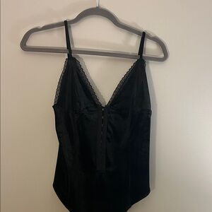 Black Lace Trim Bodysuit